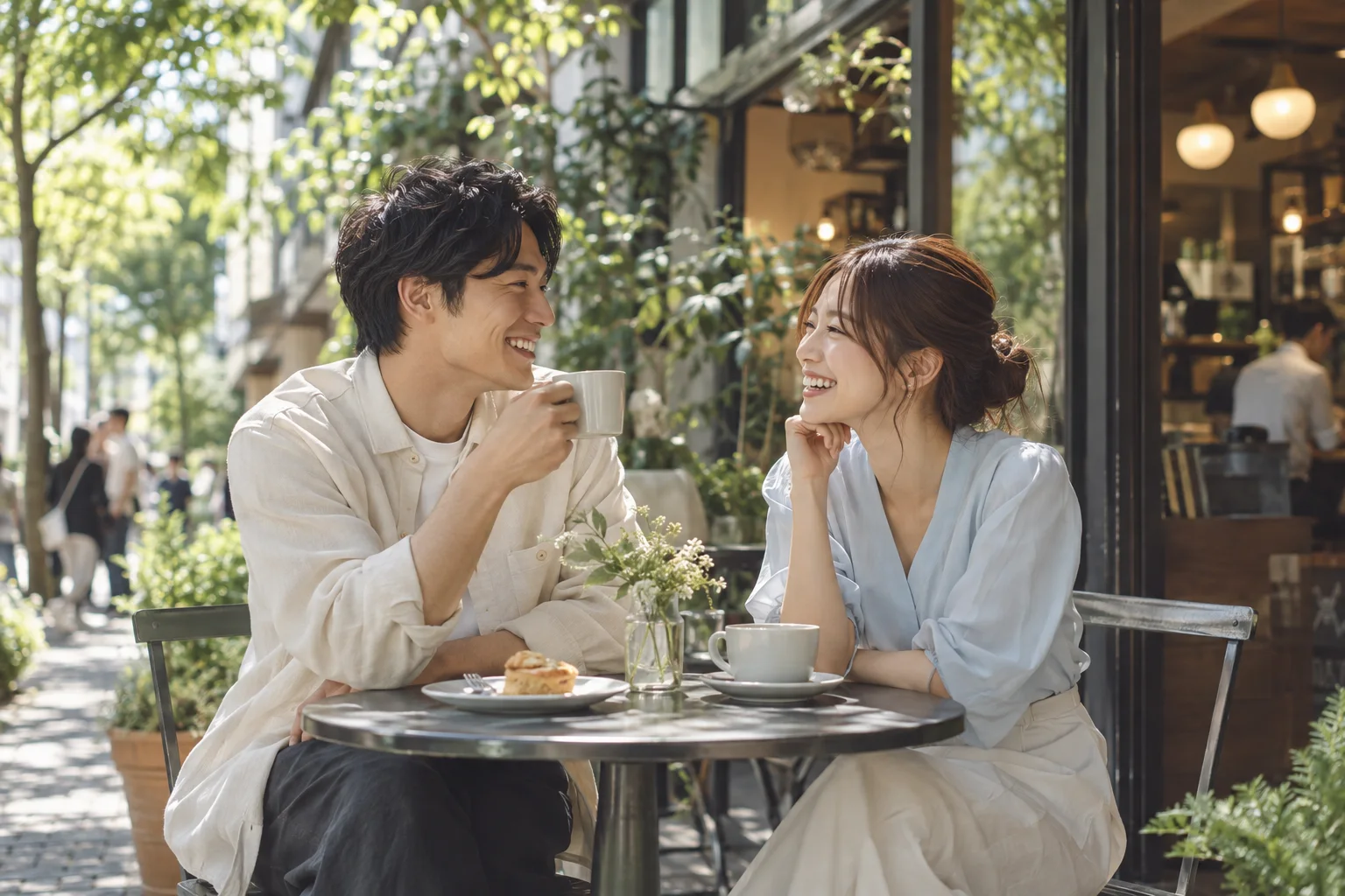 カフェで会話を楽しむふたりのイメージ